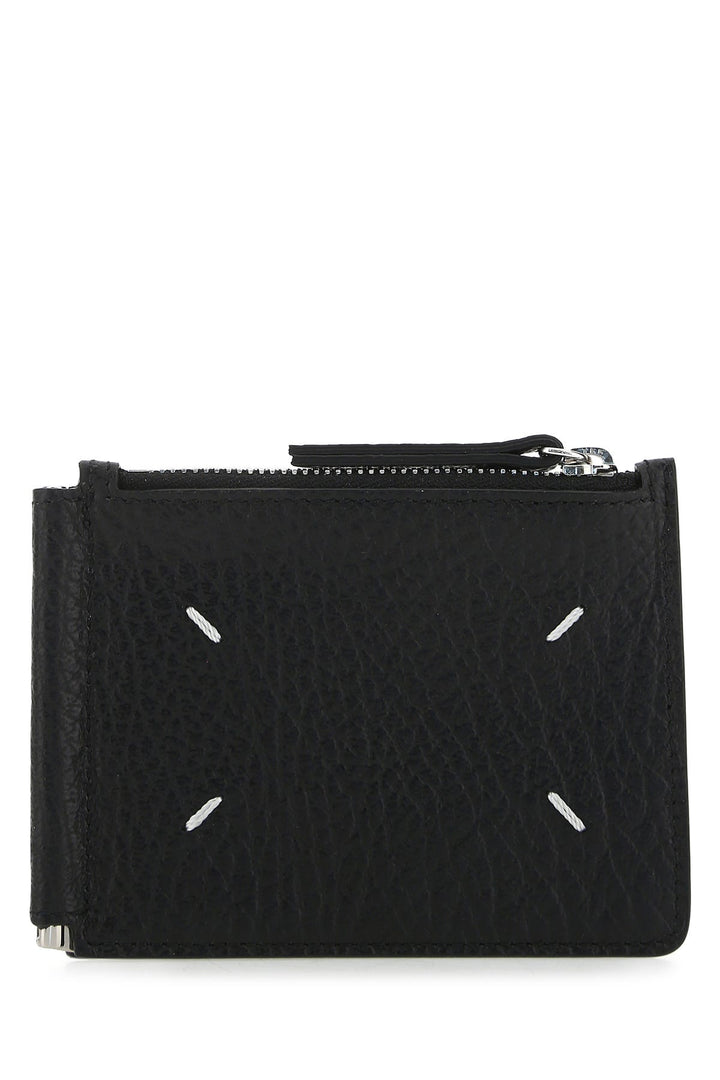 Black leather card holder