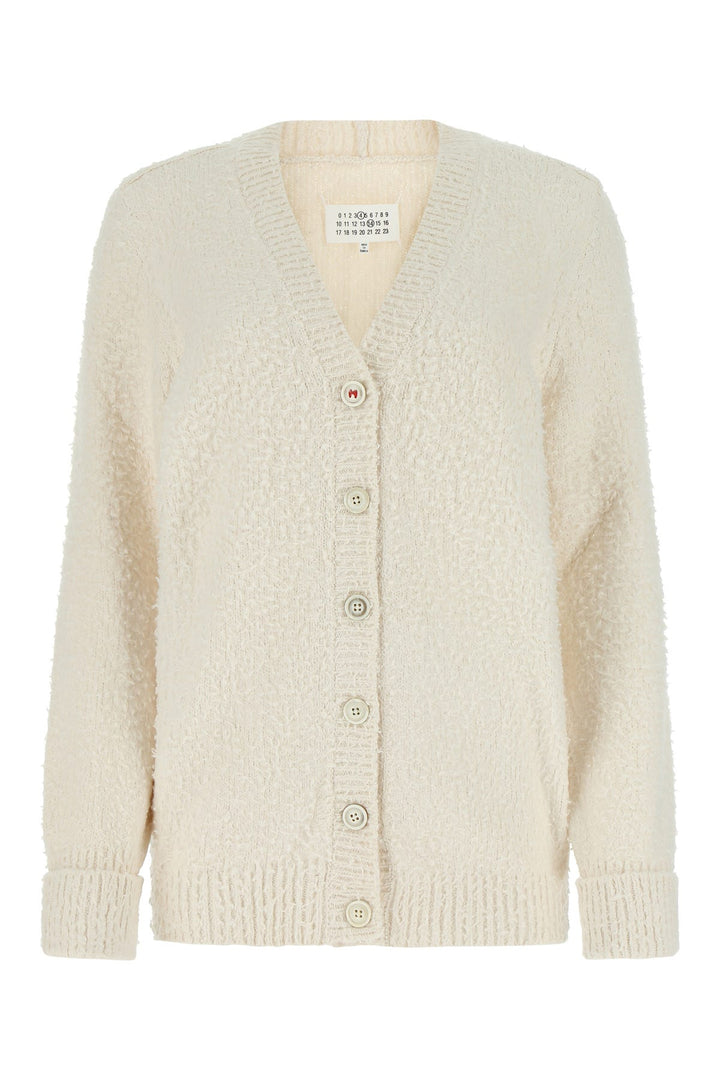 Ivory cotton blend oversize cardigan