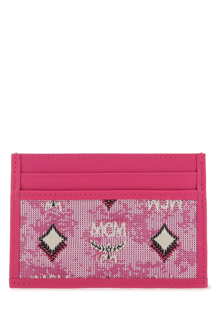 Fuchsia leather card holder