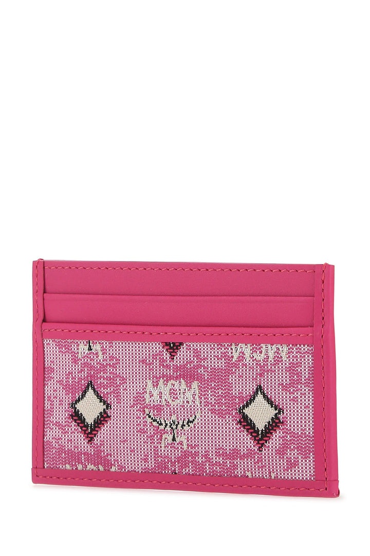 Fuchsia leather card holder