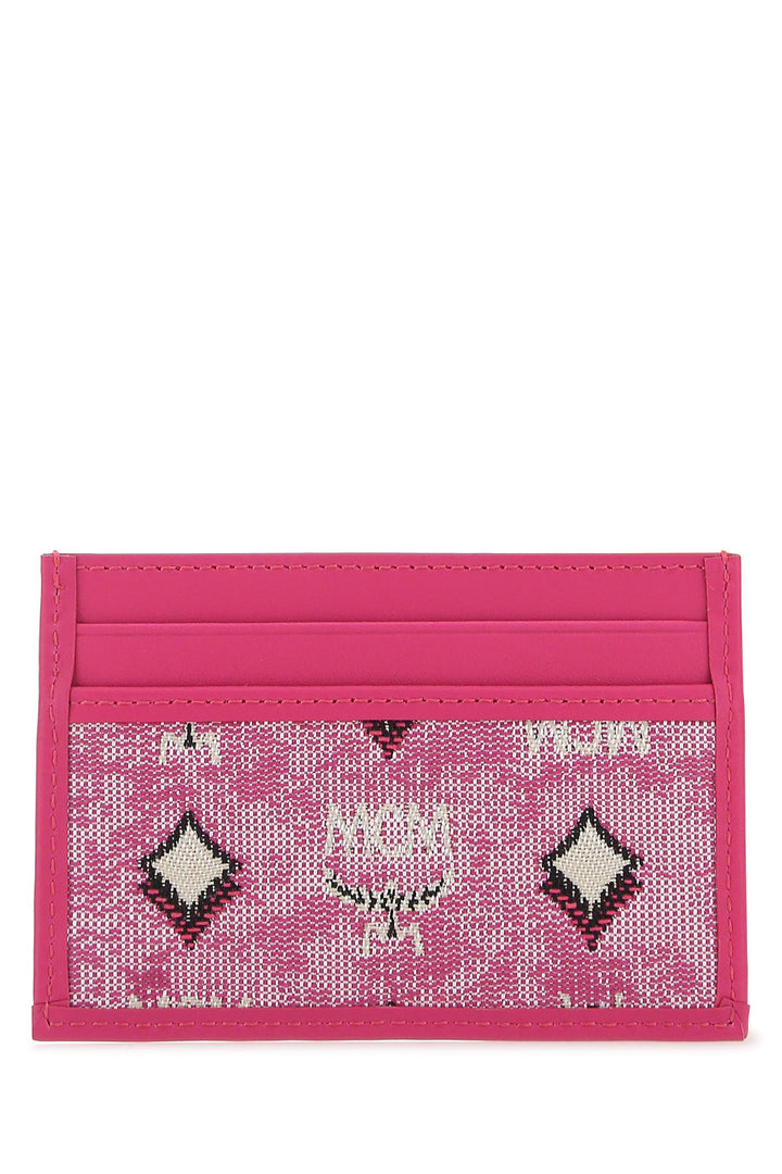 Fuchsia leather card holder