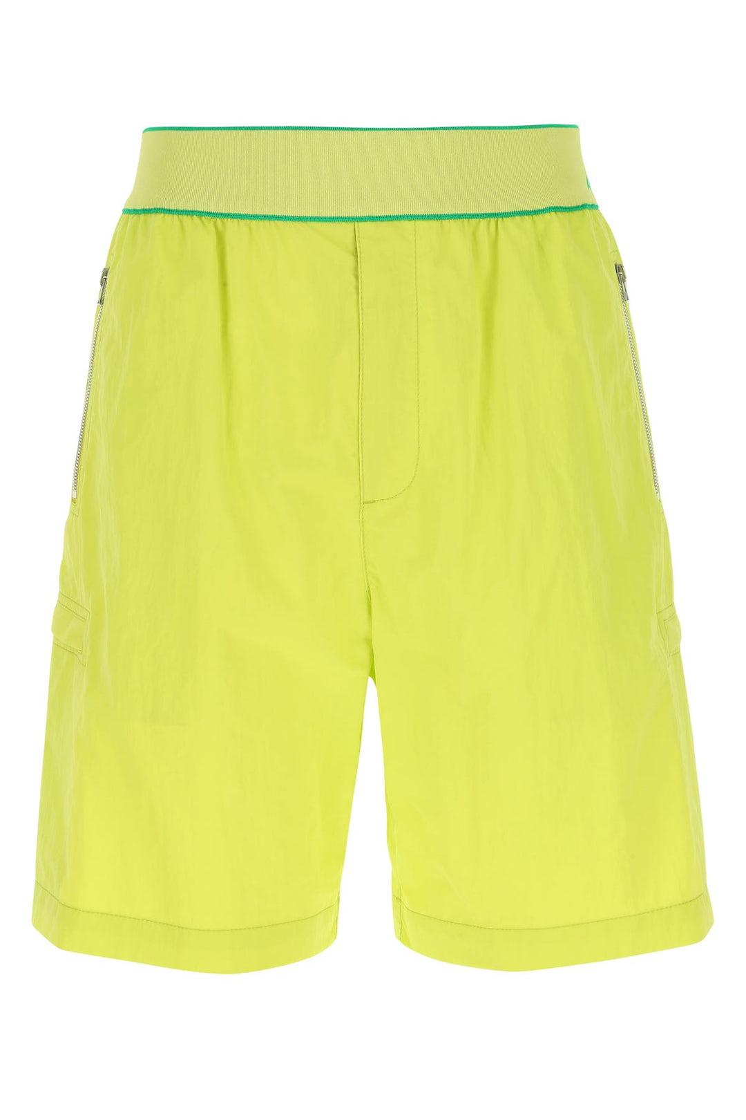 Acid green nylon bermuda shorts