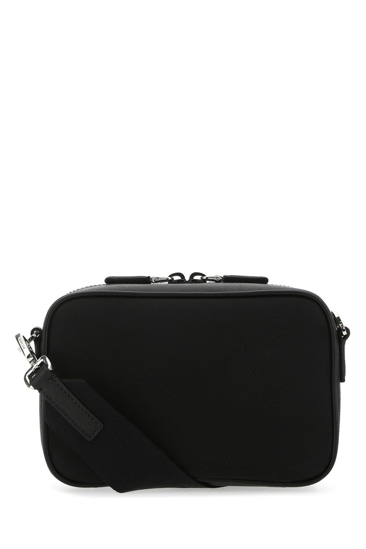 Black leather and nylon crossbody bag