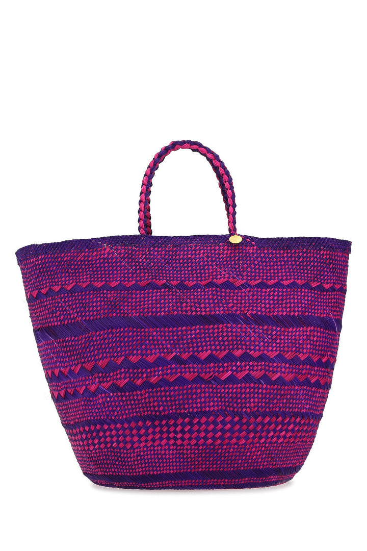 Two-tone straw Canasto shopping bag