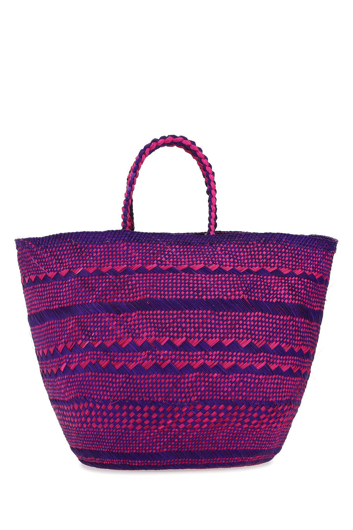 Two-tone straw Canasto shopping bag