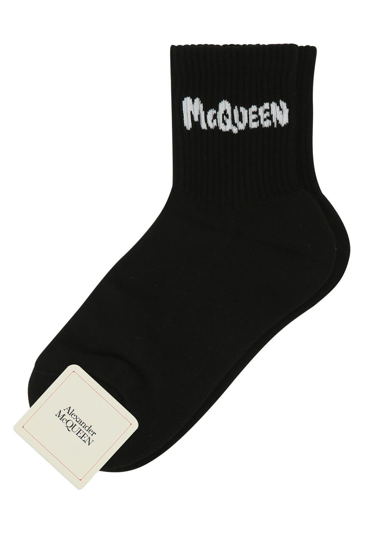 Black stretch cotton blend socks