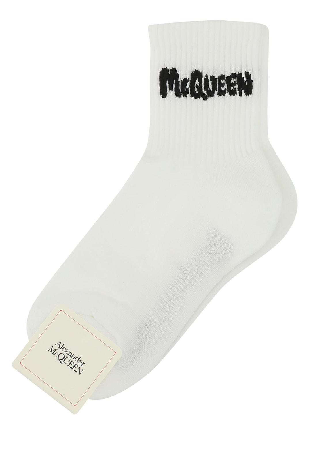 White stretch cotton blend socks