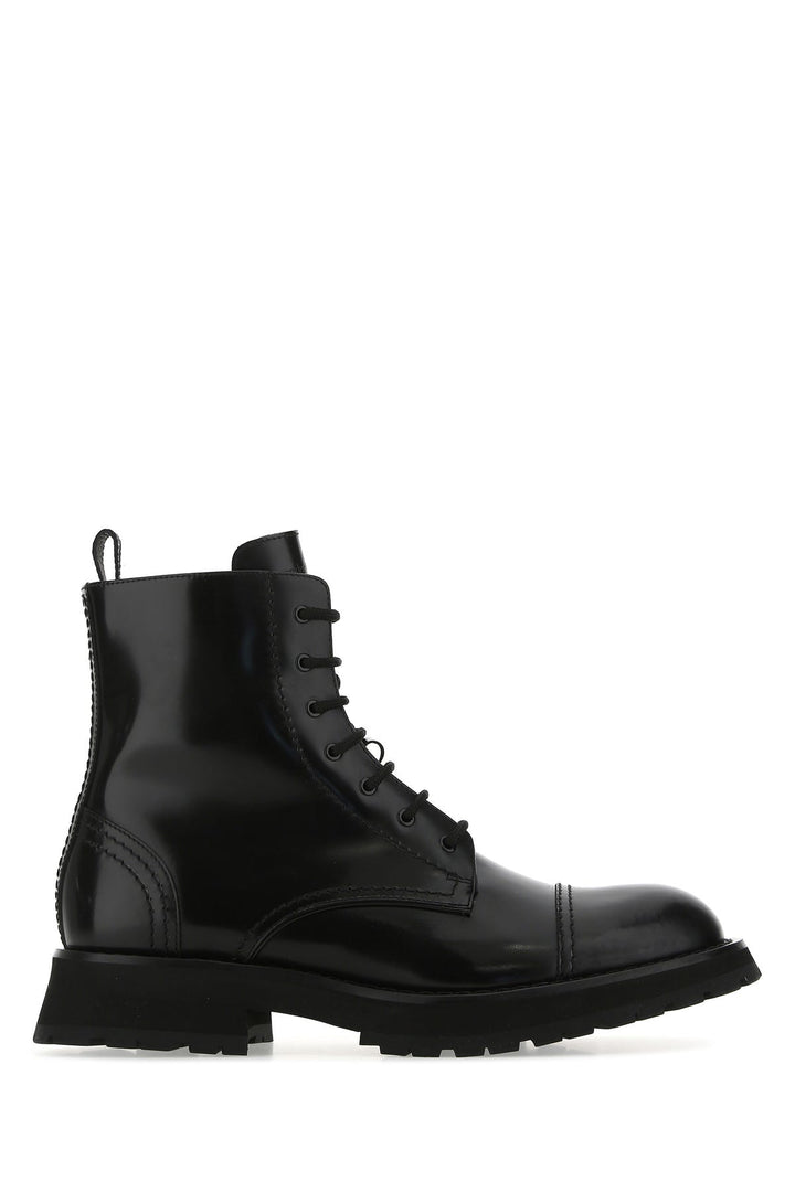 Black leather ankle boots