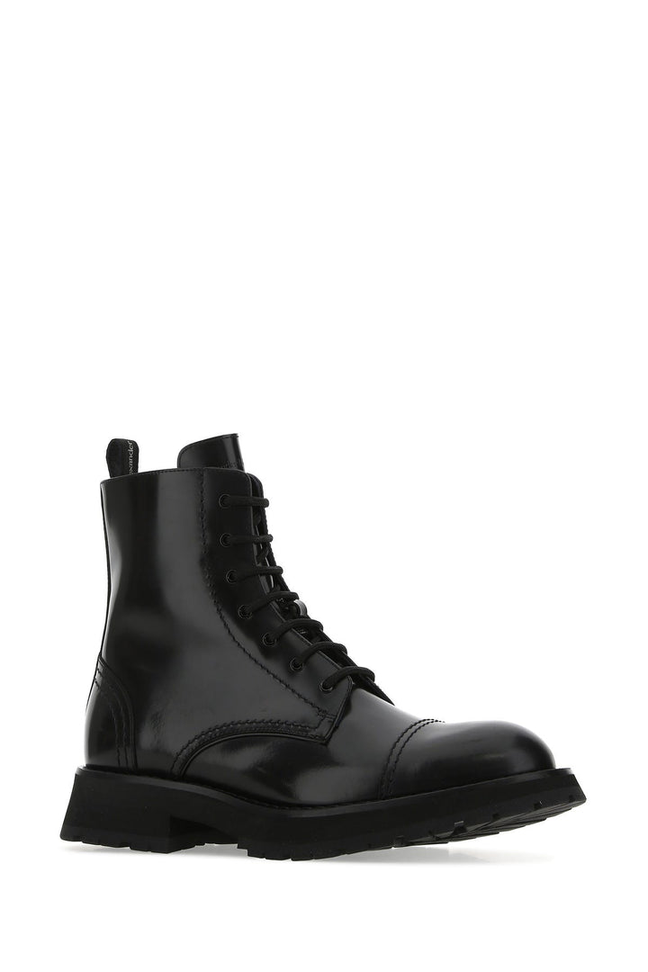 Black leather ankle boots