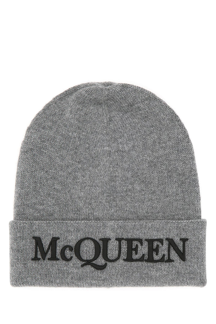 Grey cashmere beanie hat