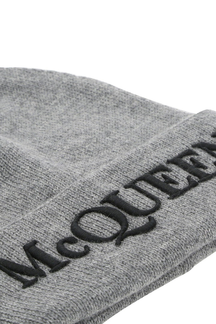 Grey cashmere beanie hat