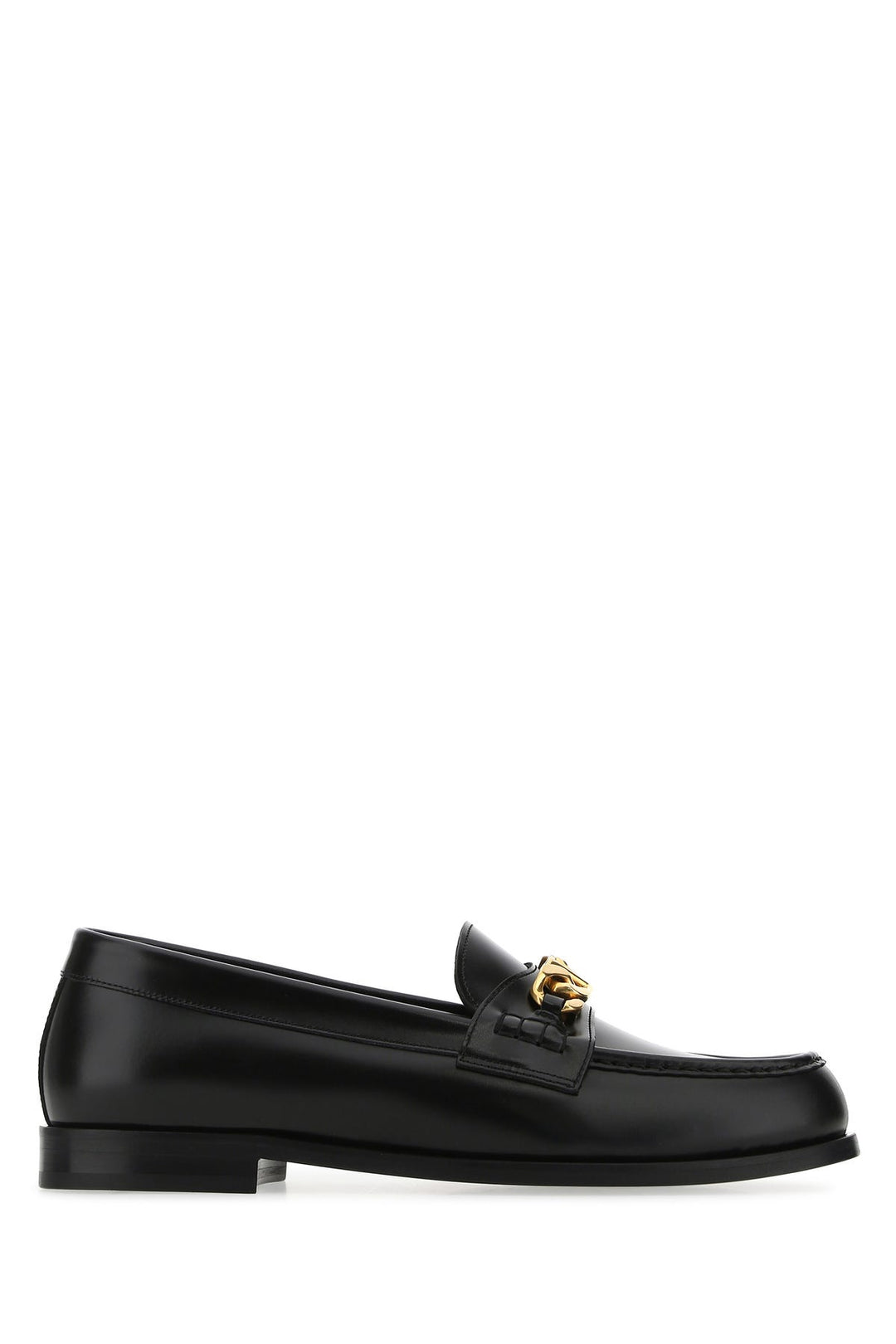 Black leather VLogo Chain loafers