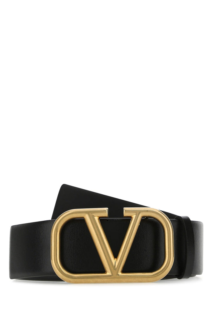 Black leather VLogo Signature belt