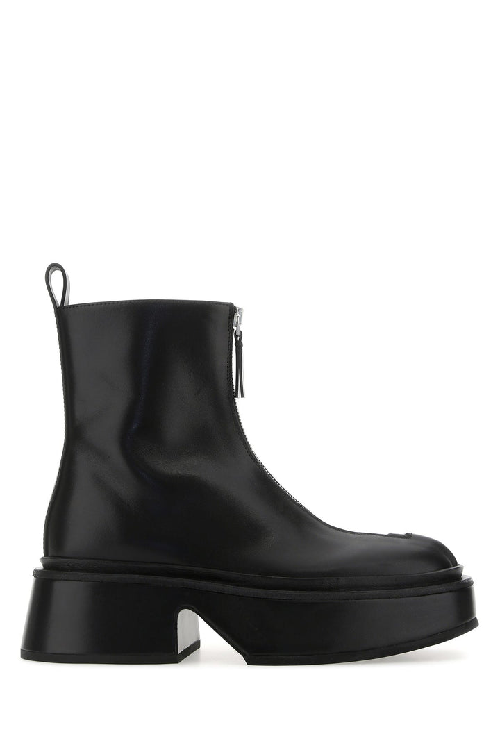 Black leather ankle boots