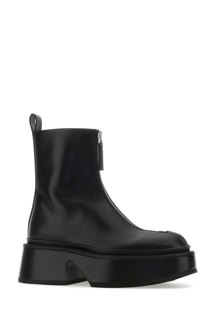 Black leather ankle boots