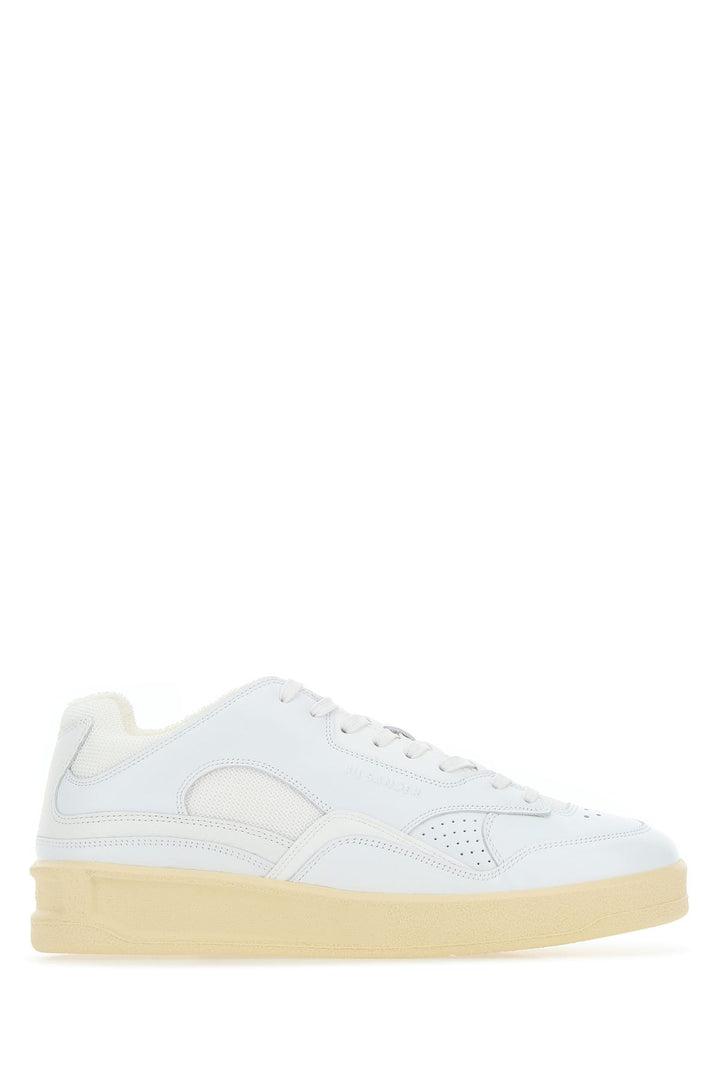 White leather and fabric Basket sneakers