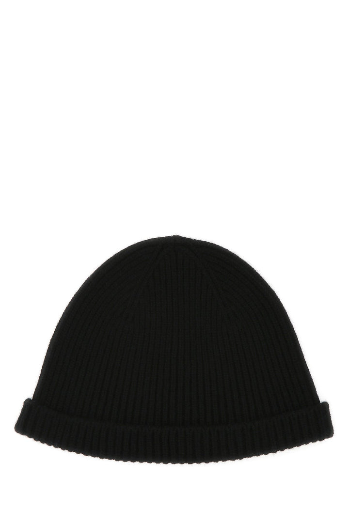 Black cashmere beanie hat