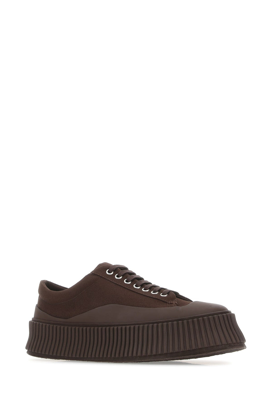 Brown canvas and rubber sneakers