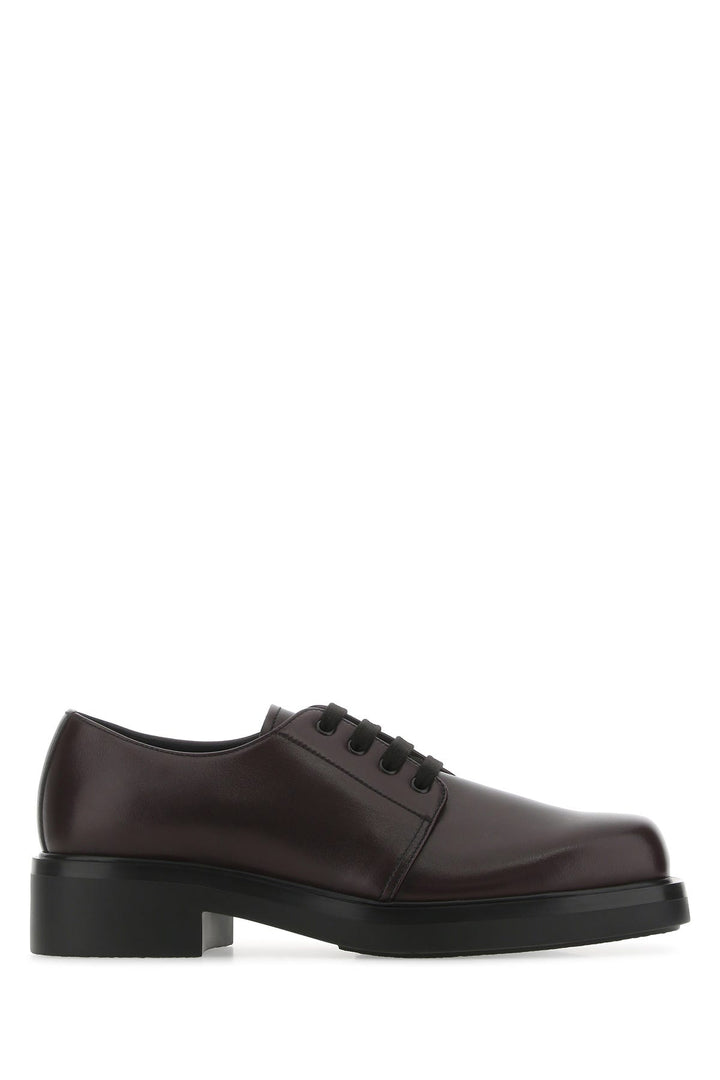 Aubergine leather lace-up shoes