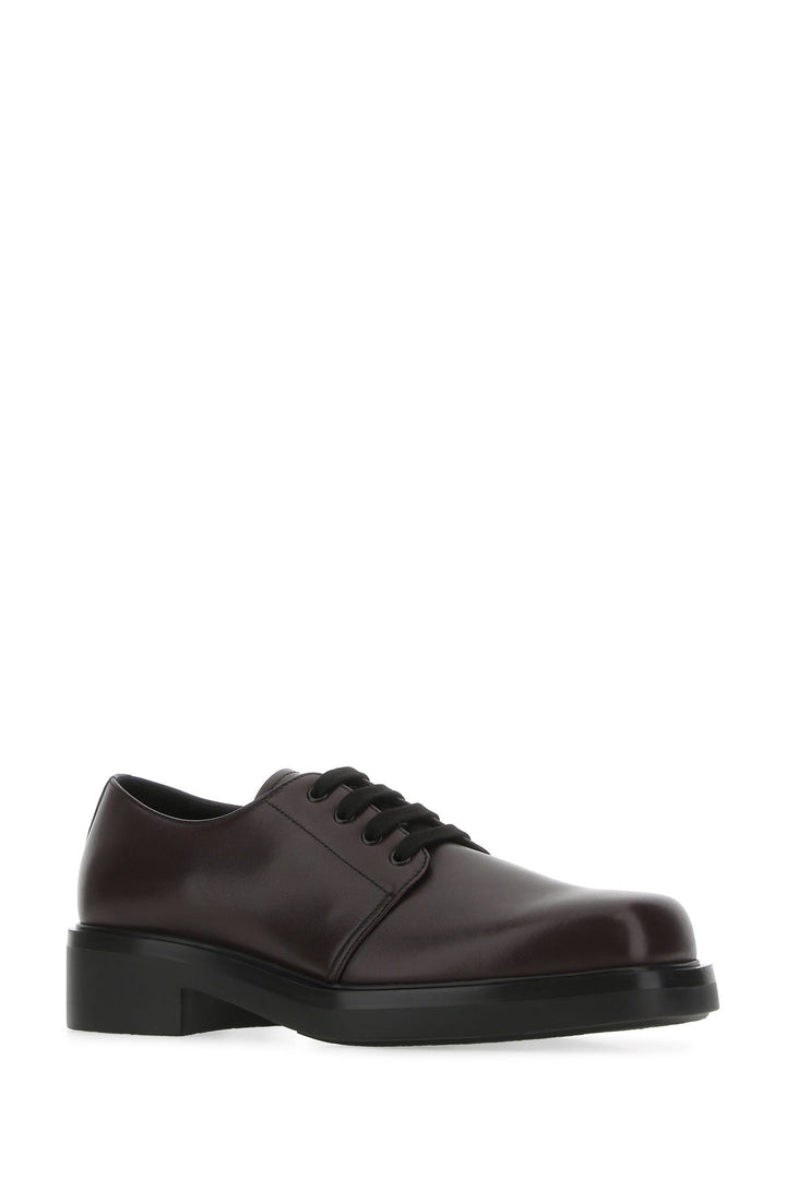 Aubergine leather lace-up shoes