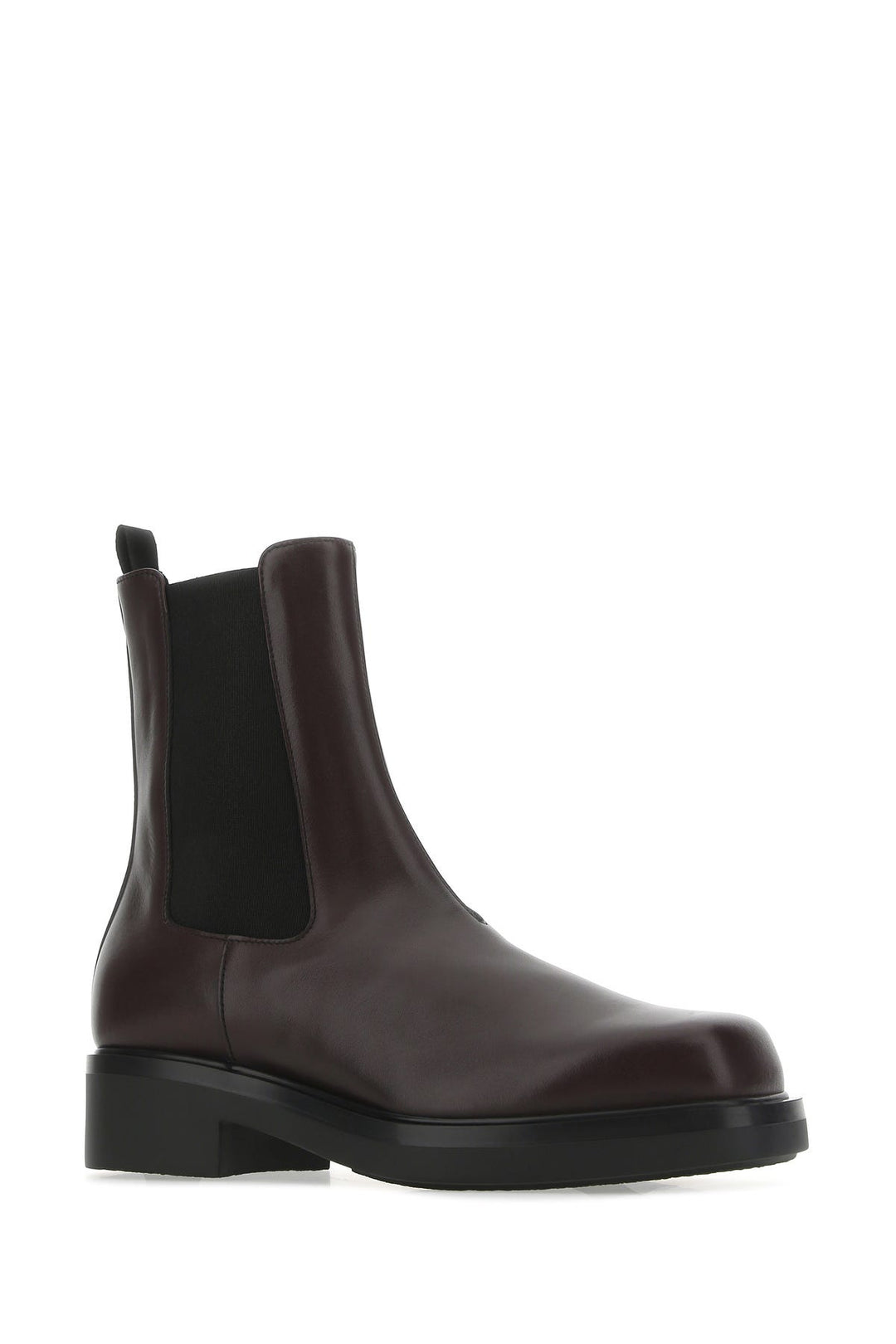 Aubergine leather ankle boots