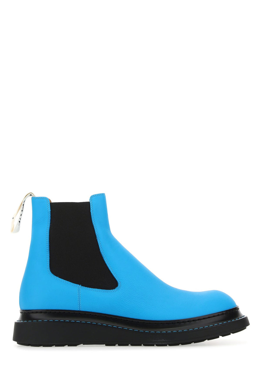 Fluo light-blue leather ankle boots