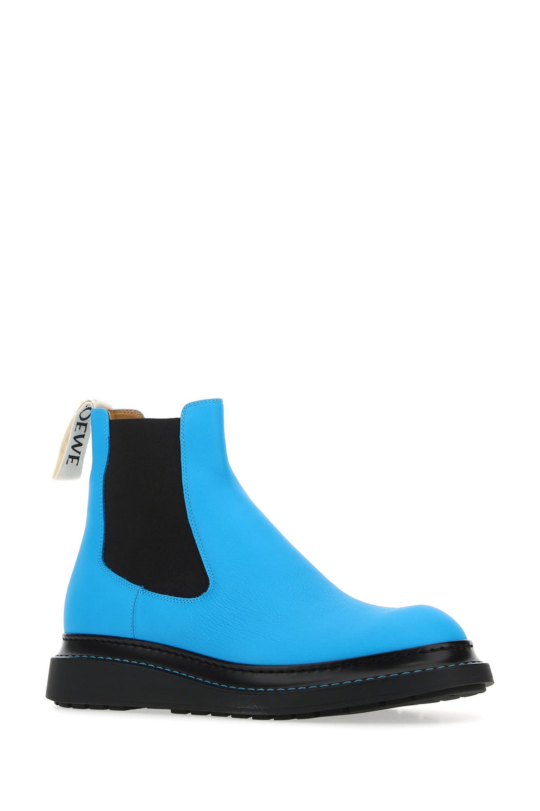 Fluo light-blue leather ankle boots