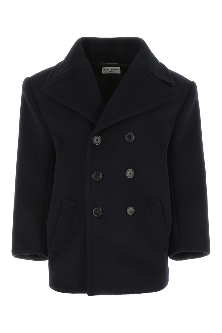 Navy blue wool oversize coat