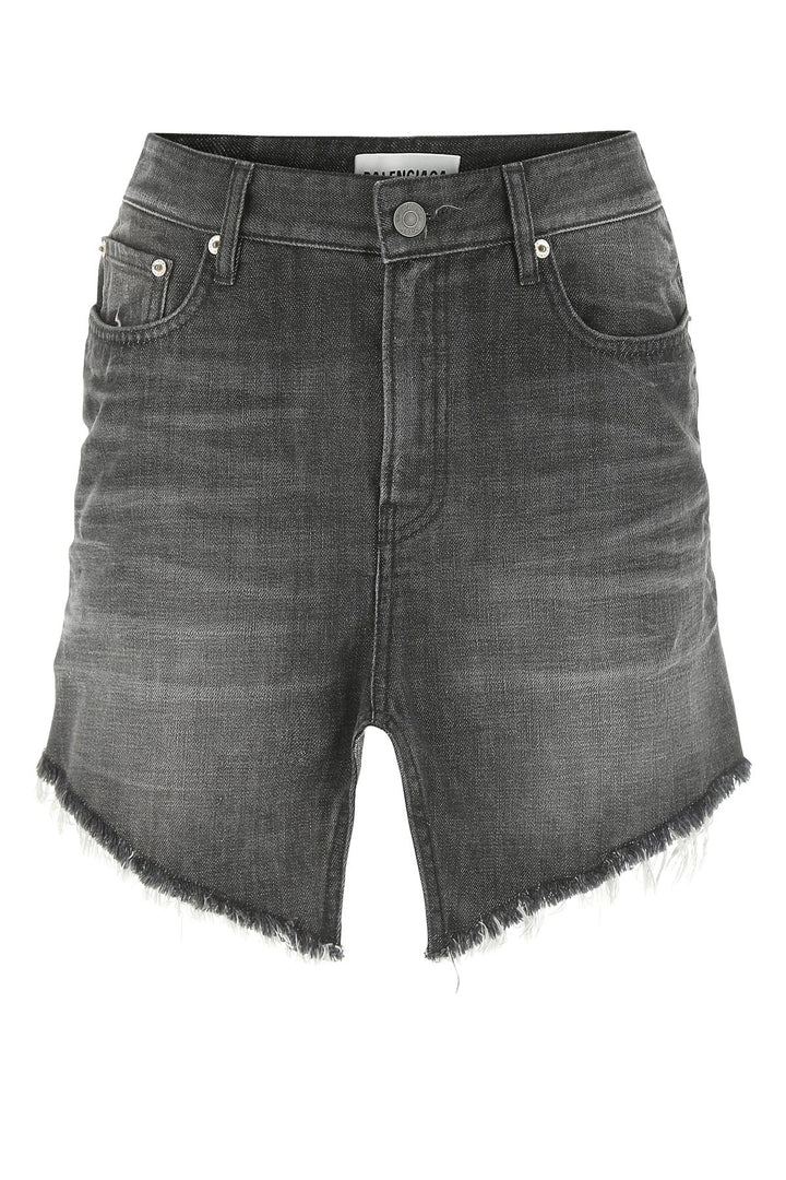 Black denim Cut-Up mini skirt