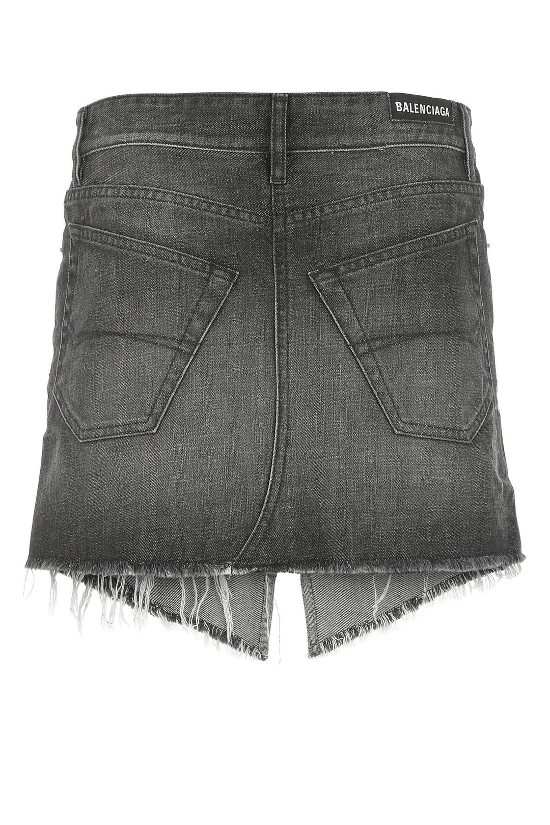 Black denim Cut-Up mini skirt