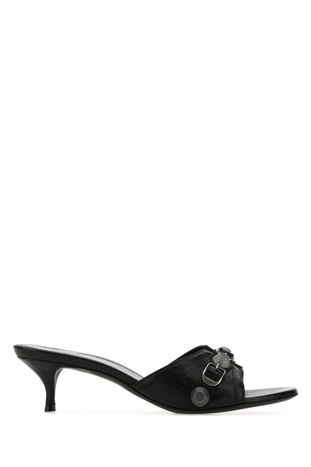 Black leather Cagole mules