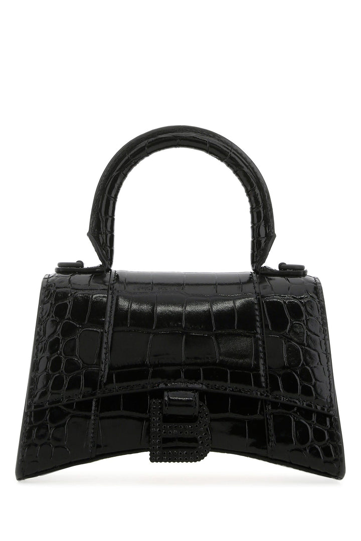 Black leather XS Hourglass handbag