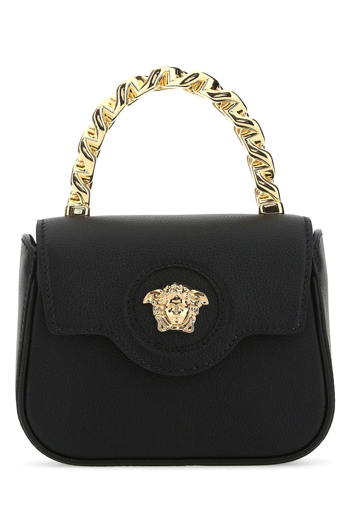 Black leather mini La Medusa handbag