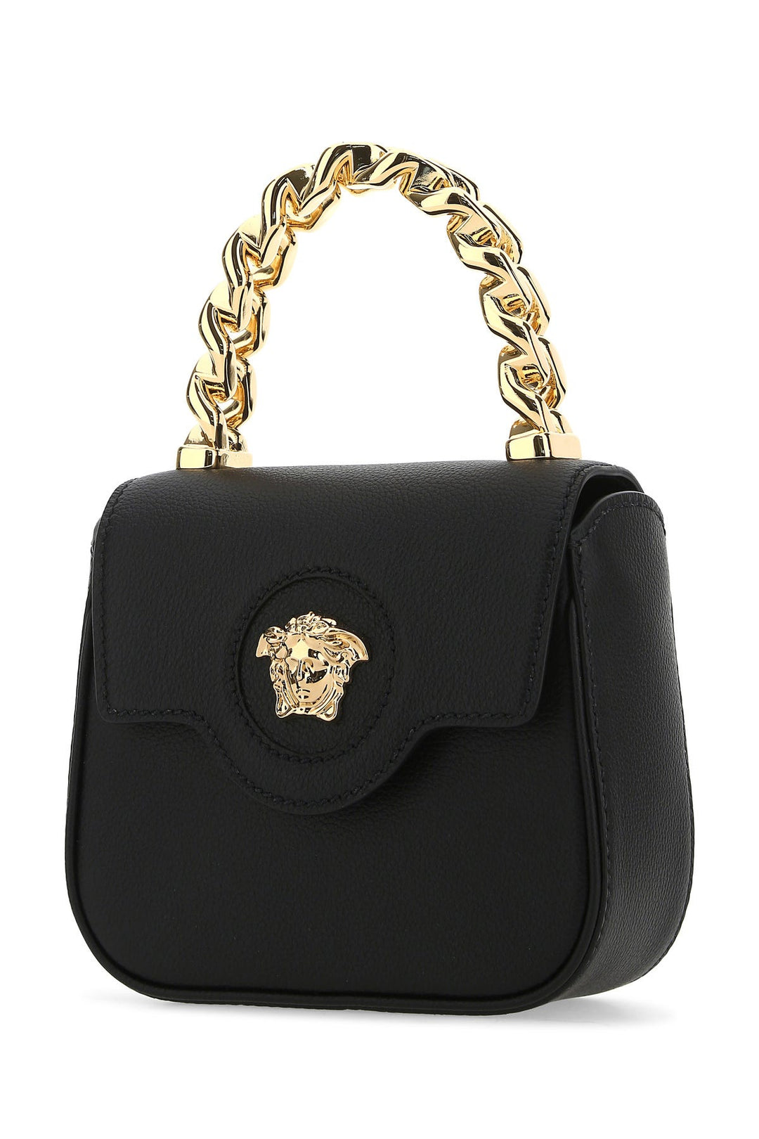 Black leather mini La Medusa handbag