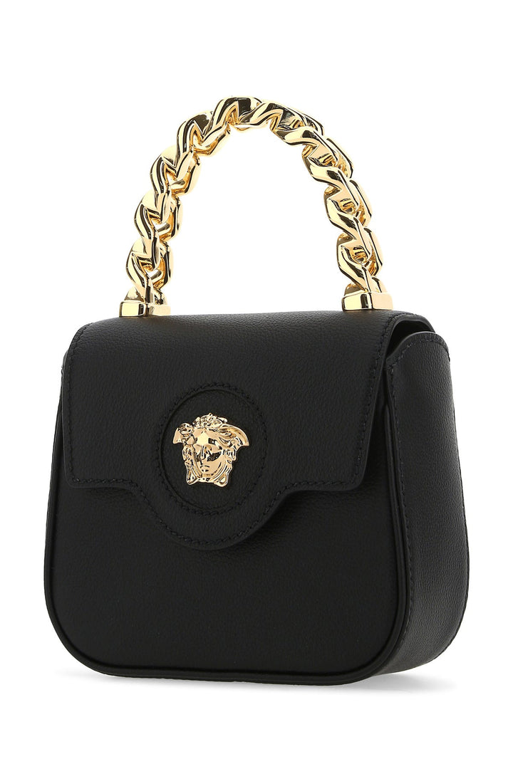 Black leather mini La Medusa handbag