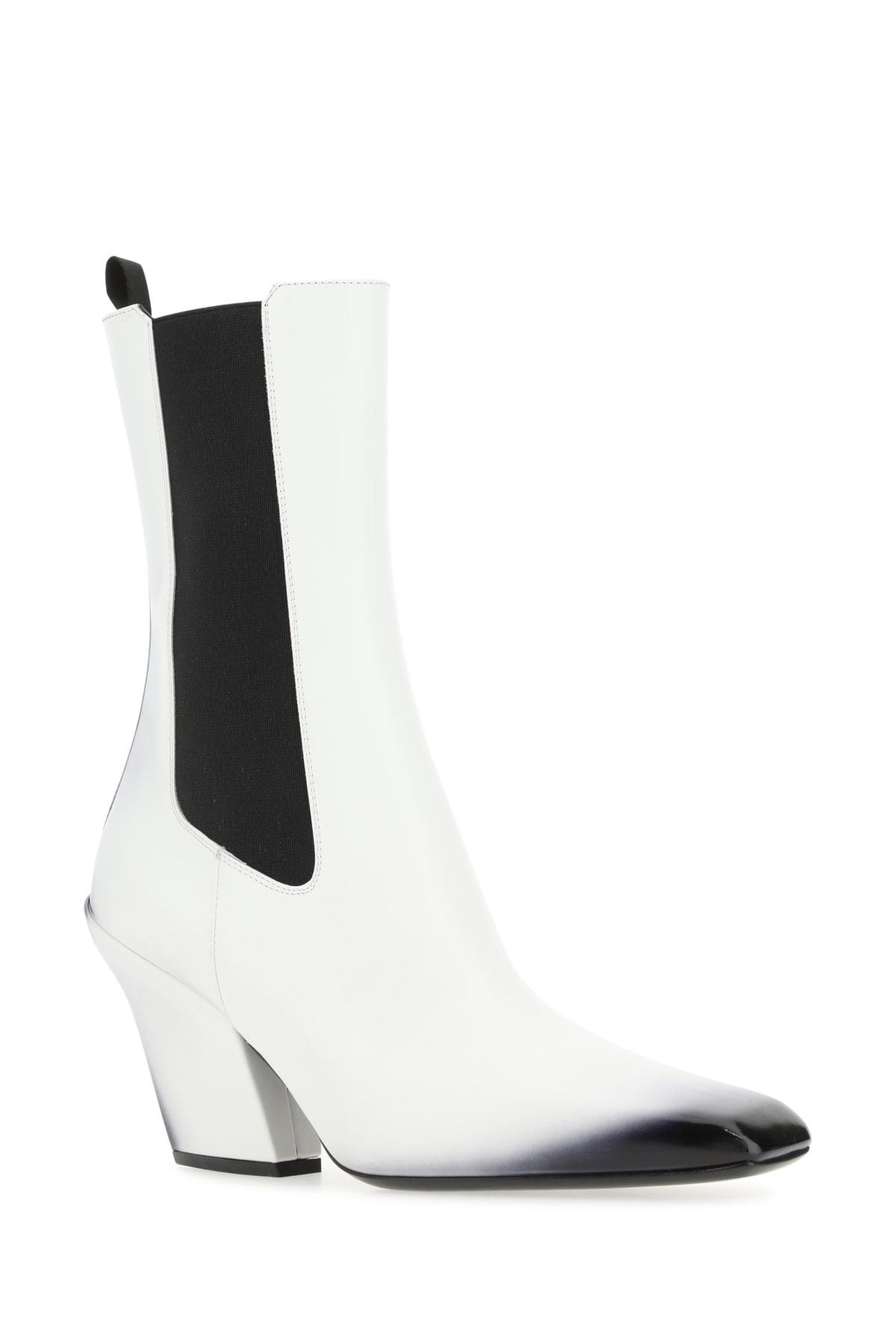 White leather ankle boots