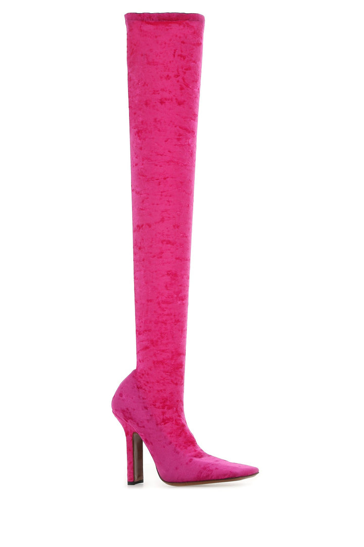 Fuchsia chenille boots