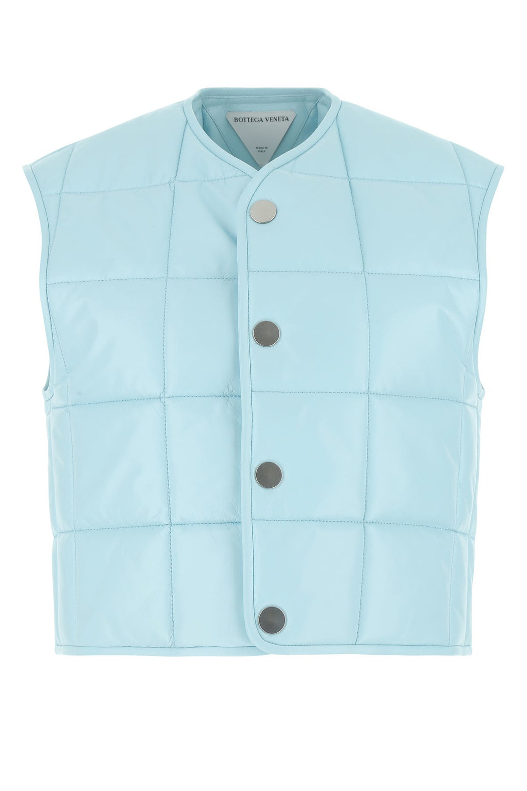 Pastel light-blue nappa leather padded vest