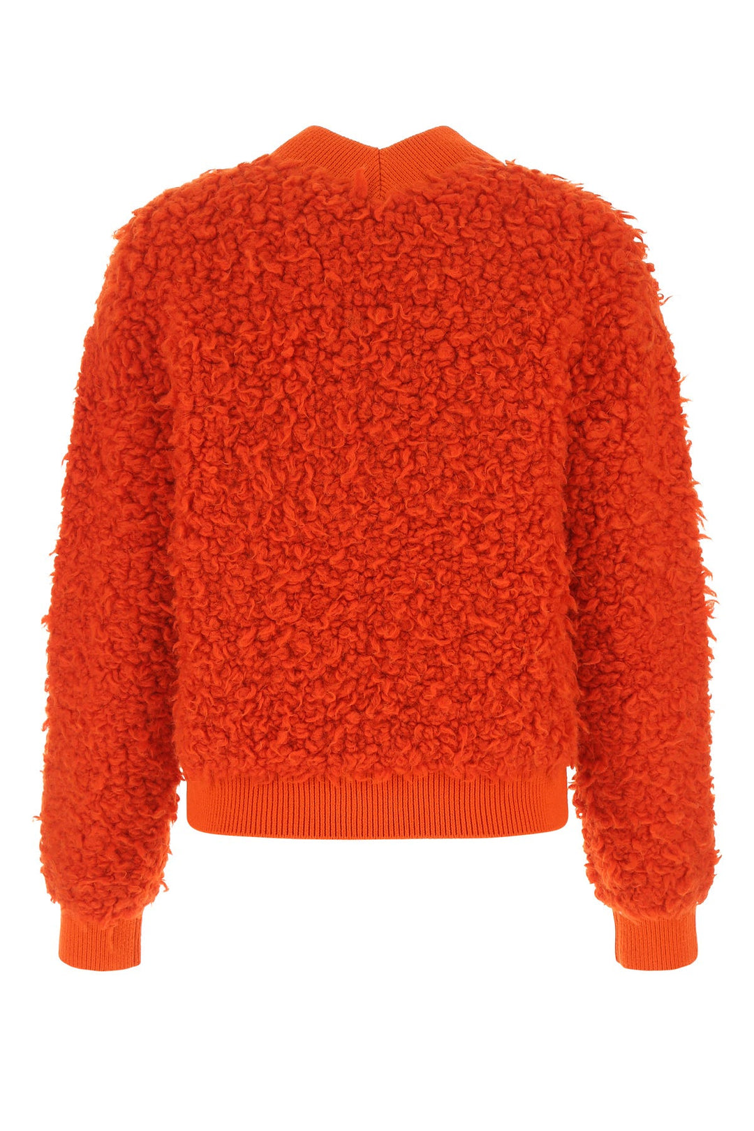 Red boucle sweater