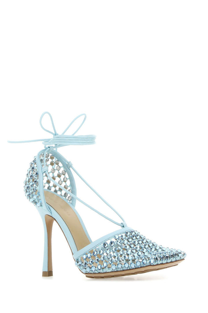 Pastel light-blue mesh Stretch sandals