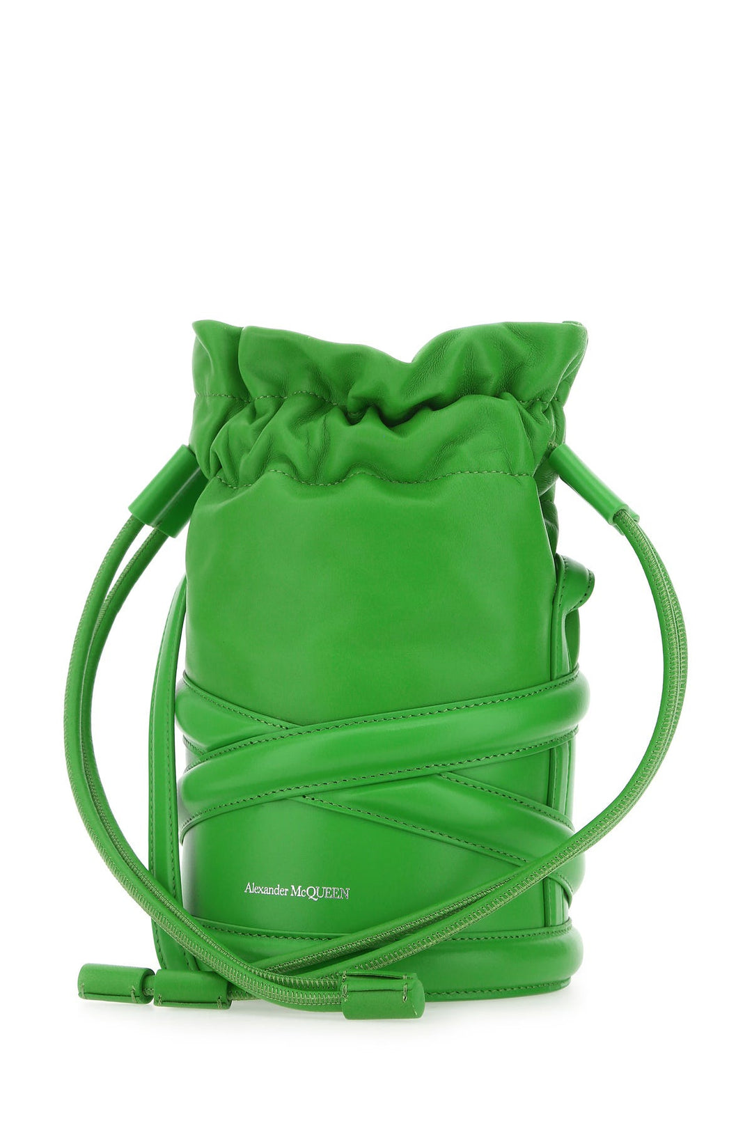 Grass green leather bucket bag