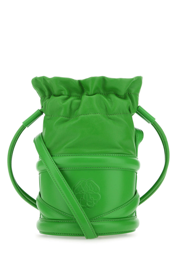 Grass green leather bucket bag