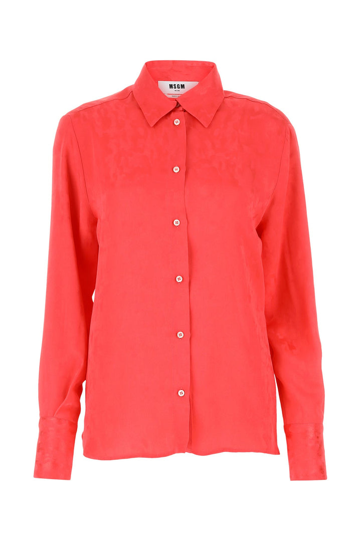 Coral satin shirt