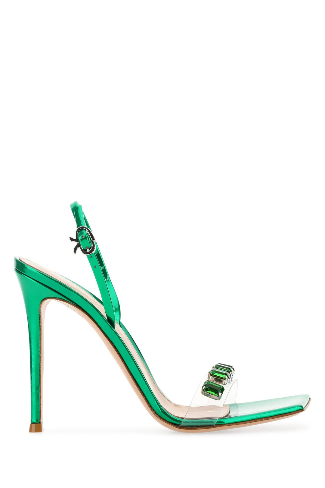 Green leather Â and PVC Ribbon Candy sandals