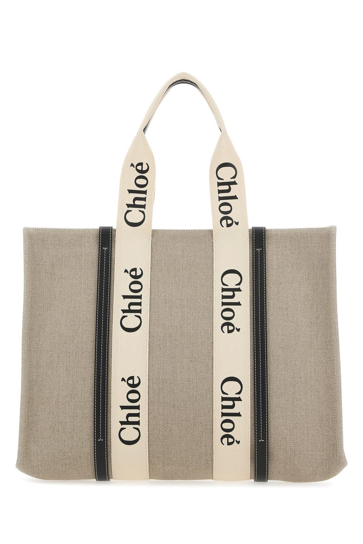 Two-tone canvas large Woody shopping bag