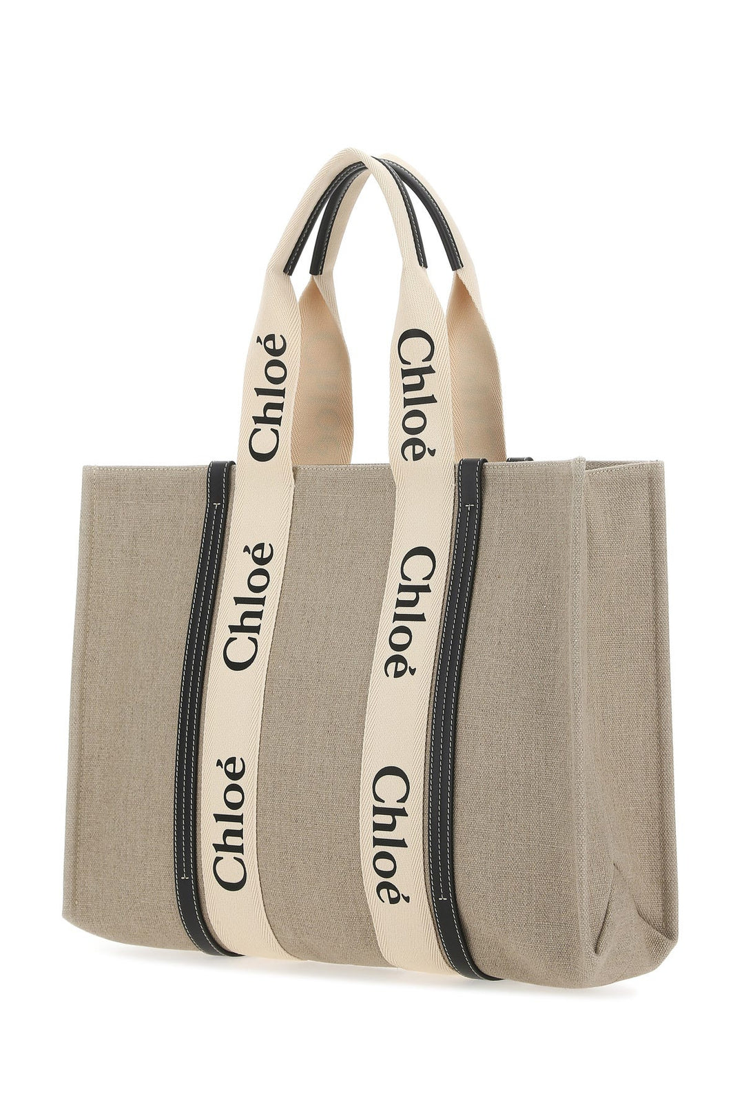 Two-tone canvas large Woody shopping bag