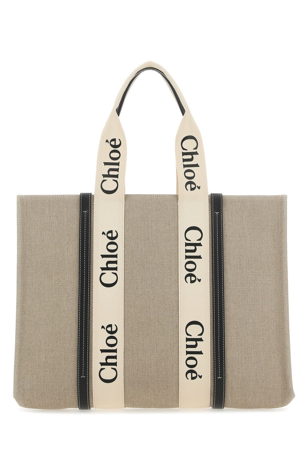 Two-tone canvas large Woody shopping bag