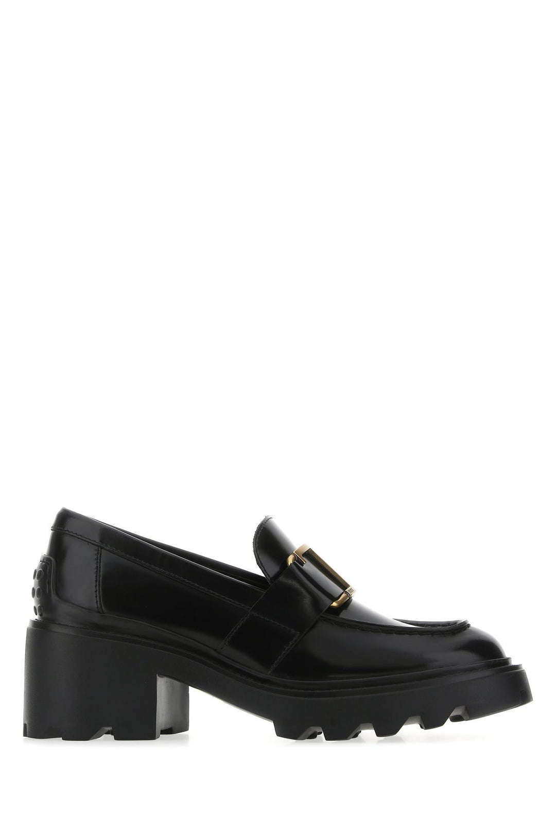 Black leather loafers