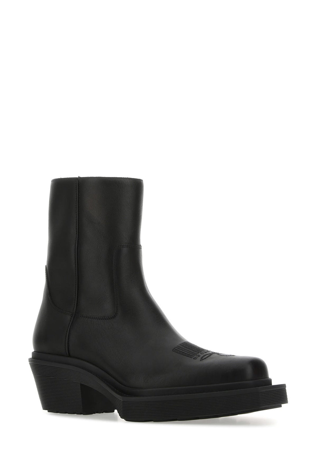 Black leather ankle boots