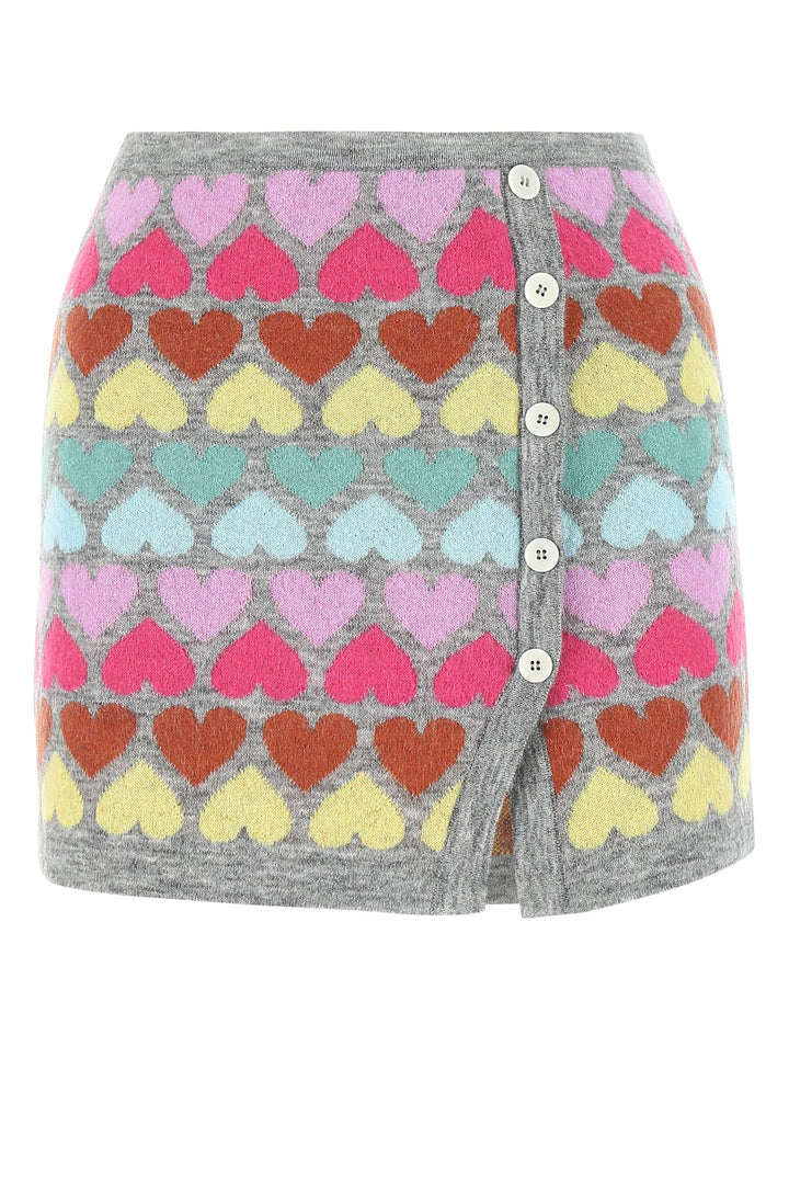 Embroidered mohair blend mini skirt